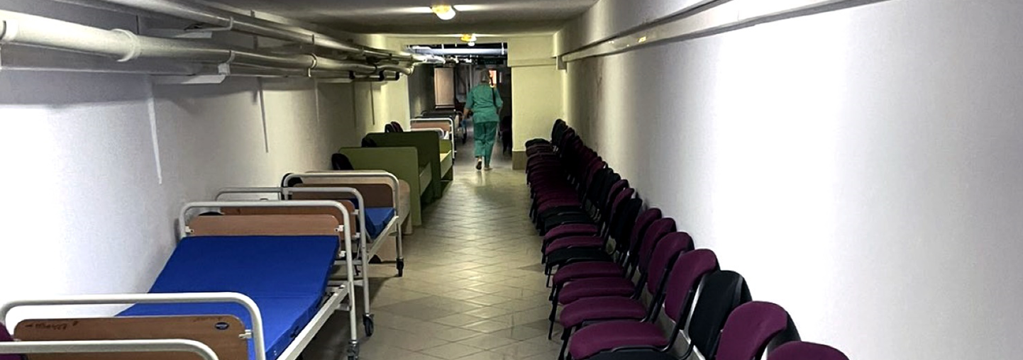 Moving hospital equipment and furniture underground in Ukraine, March 2022. Photo courtesy of Roman Fishchuk.