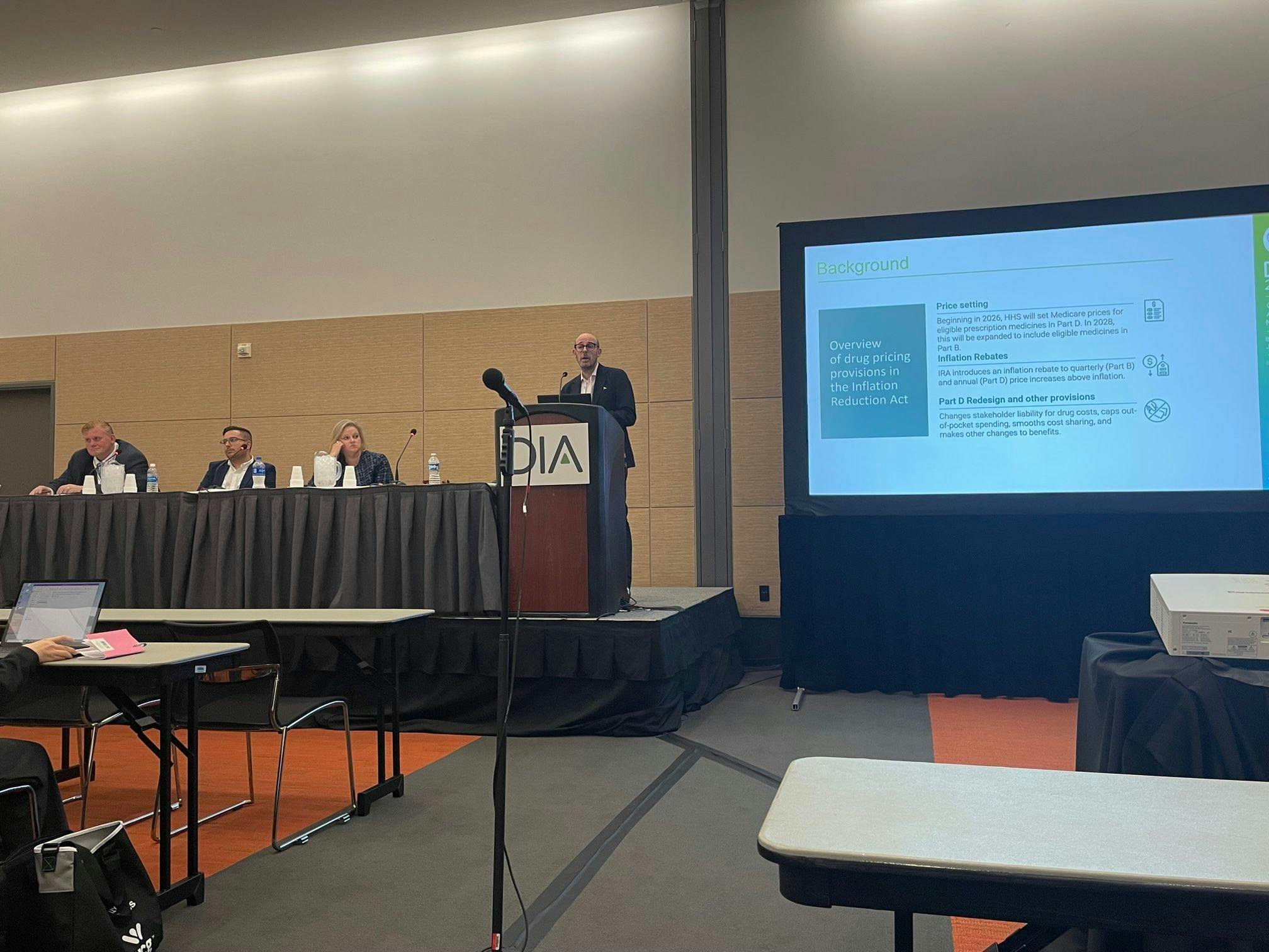 DIA session, "The Inflation Reduction Act Price Setting: What are the Impacts on Biopharmaceutical Innovation from Different Perspectives?” June 27, 2023. DIA 2023, Boston. Image Credit: © Nicholas Saraceno.