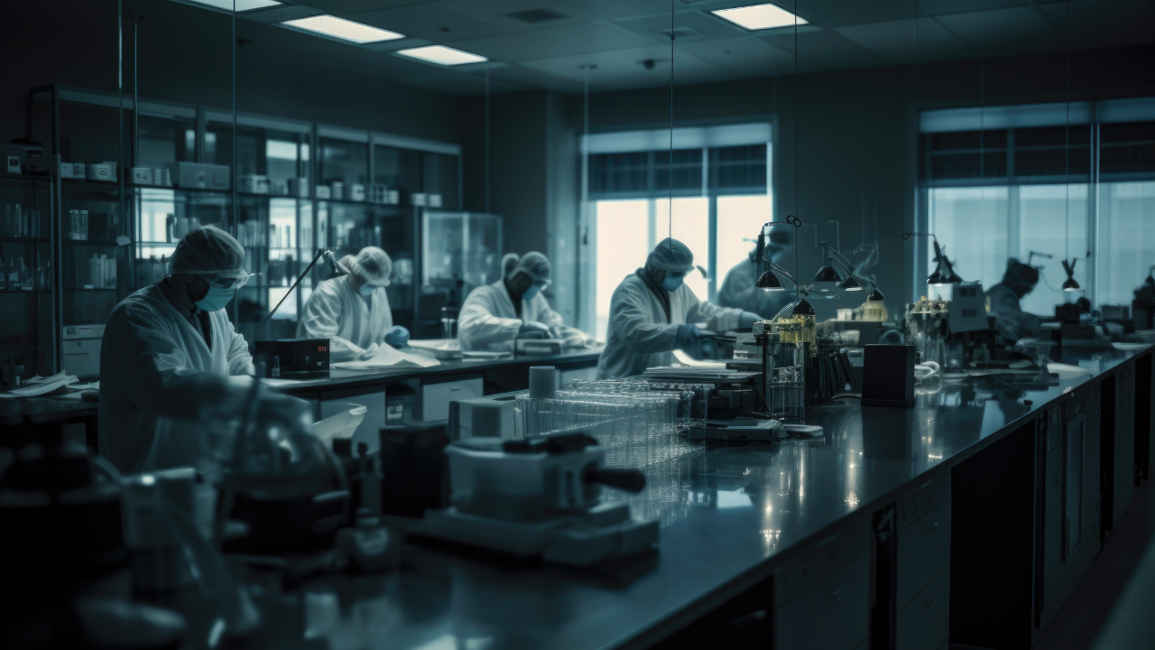 A research and development laboratory with scientists analyzing samples. The pharmaceutical and healthcare industry. Generative AI. Image Credit: Adobe Stock Images/Regina